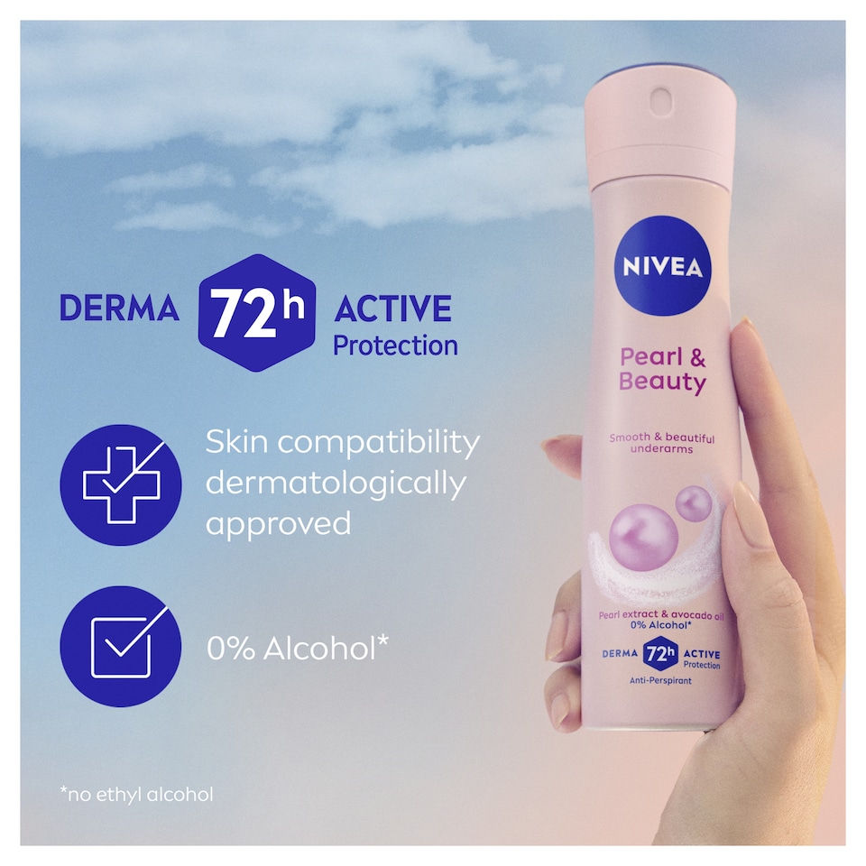 image 1 of NIVEA Pearl & Beauty Antiperspirant Deodorant Spray 150ml