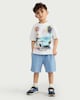 image 2 of F&F Boys 2-Piece Pure Cotton Tiny Speedster T-Shirt and Shorts Set in Multi Blue