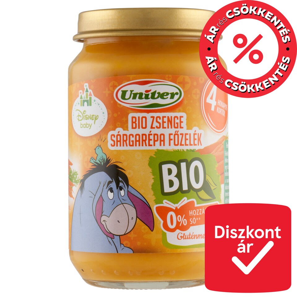 Univer Disney Baby bio zsenge sárgarépa főzelék 4 hónapos kortól 163 g  1. kép
