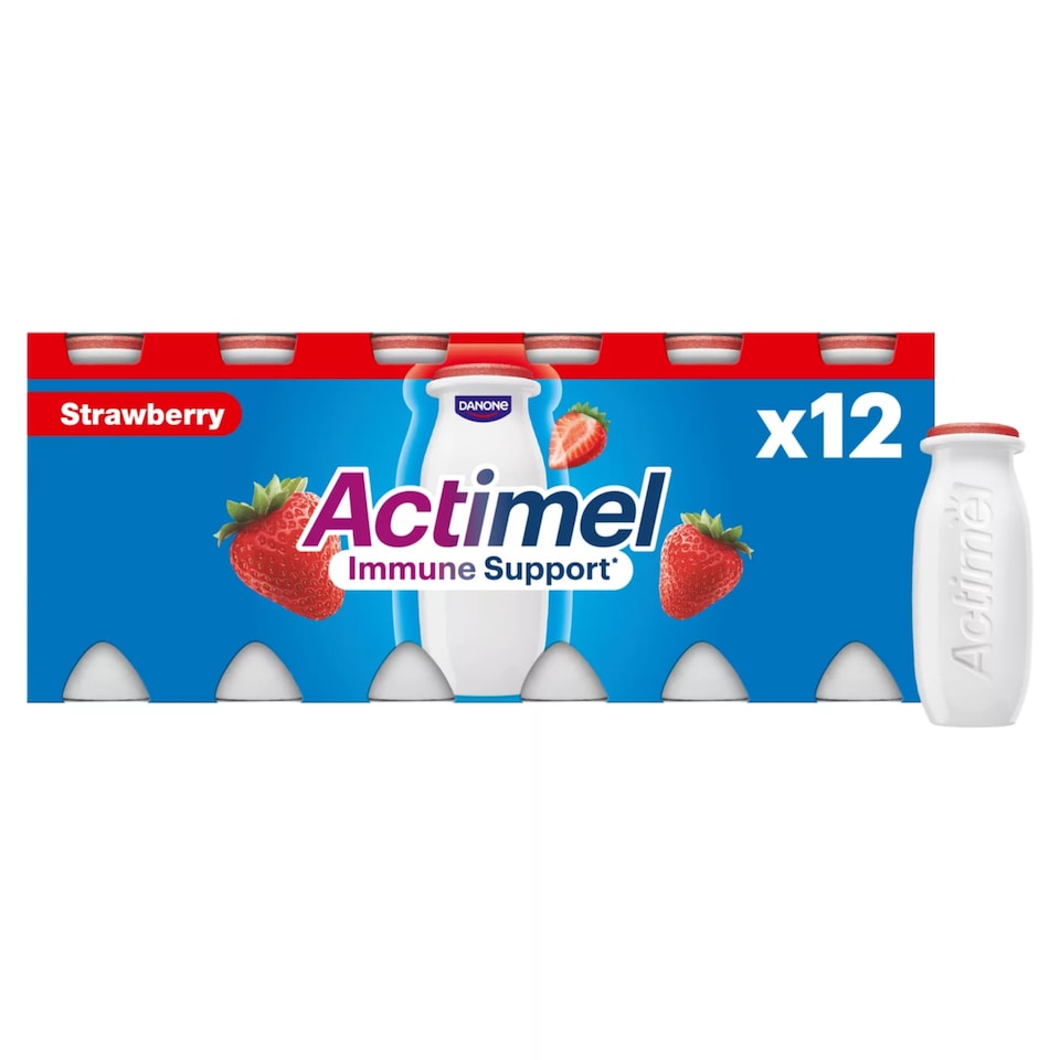 image 1 of Actimel Strawberry Immunity Live Yoghurt Drink Multipack 12X100g