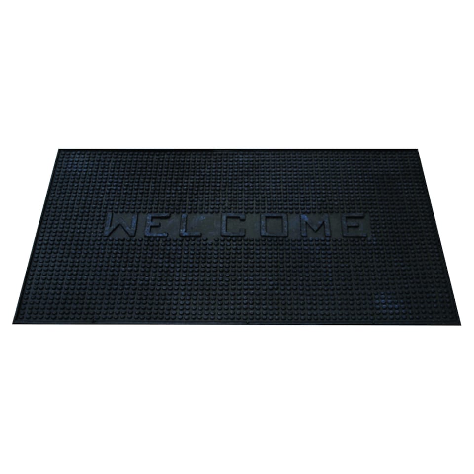 image 1 of Unic Spot Doormat Collection Welcome Black Rubber Mats 33 x 50 cm