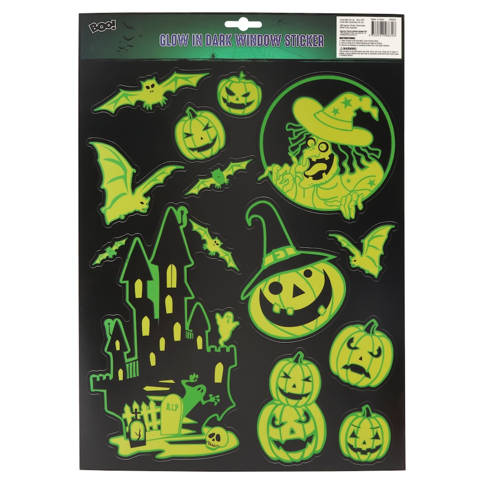 Boo! samolepky na okno svíticí ve tmě