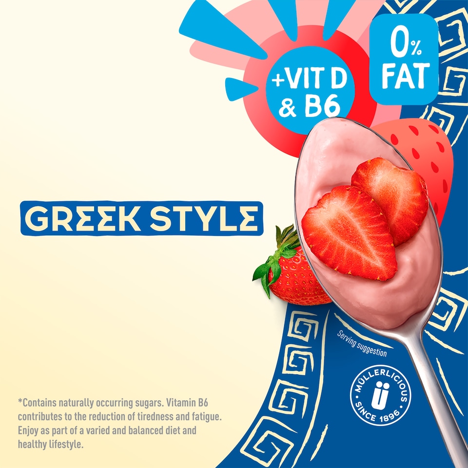 image 1 of Muller Light Greek Style Strawberry Yogurt 4X115g