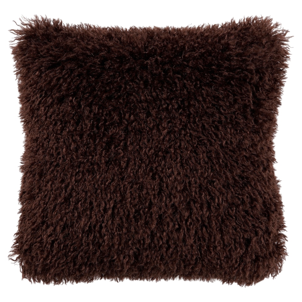 F&F Home Chocolate Brown Mongolian Faux Fur Cushion