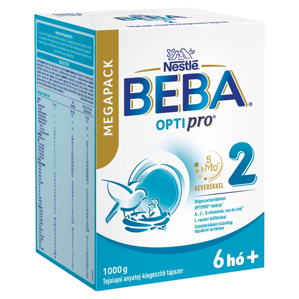 Beba Optipro 2 tejalapú anyatej-kiegészítő tápszer 6 hó+ 2 x 500 g (1000 g)