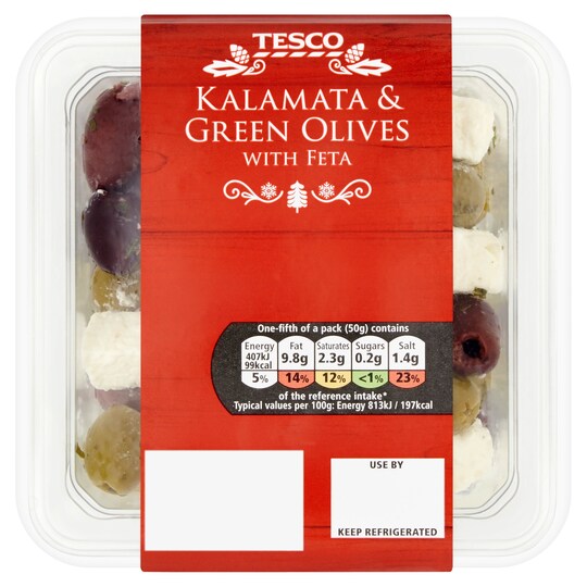 Tesco Kalamata &Green Olives With Feta 250G Tesco Groceries
