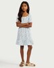image 1 of F&F Girls Textured Floral Dress in Multi Blue