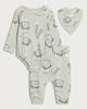 image 1 of F&F Baby 3-Piece Cotton Rich Babyccino Bodysuit, Legging and Bib Set in Green
