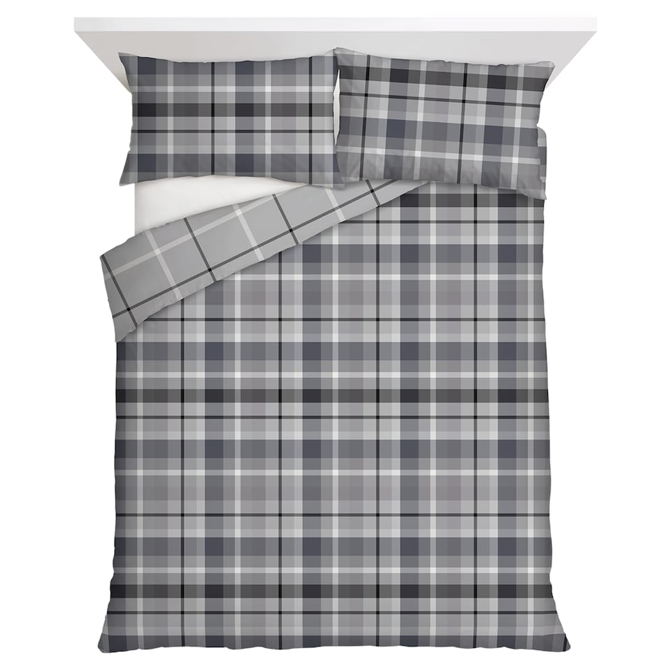 F&F Home Bedding Black Check Duvet Set Double