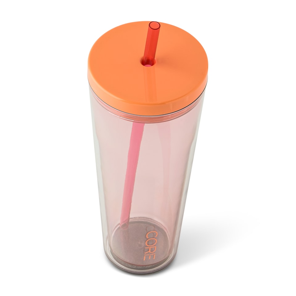 image 1 of Core Kitchen Pink Axel Plastic Straw Tumbler Water Bottle 710ml