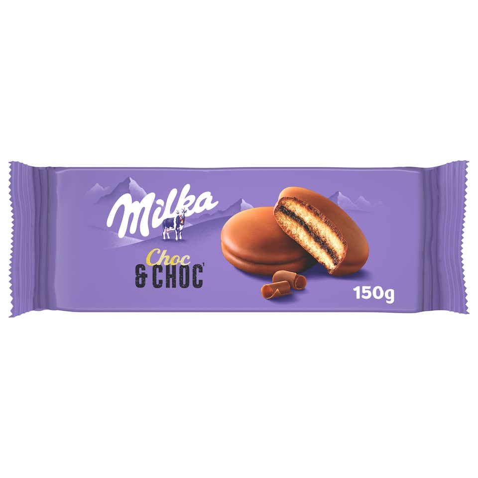 Milka Choc&Choc jemné pečivo plnené kakaovou náplňou s kúskami mliečnej čokolády 150 g