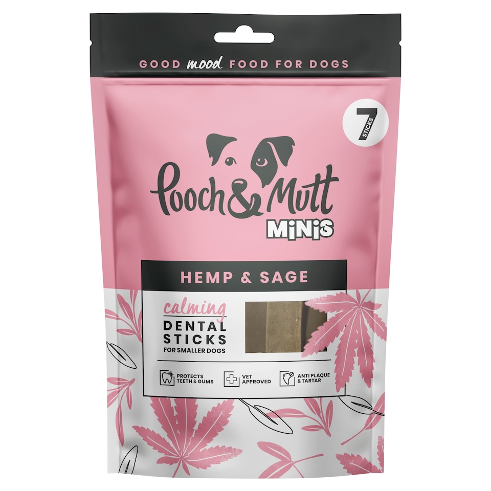 Pooch & Mutt Minis Hemp & Sage Calming Dog Dental Sticks 200g