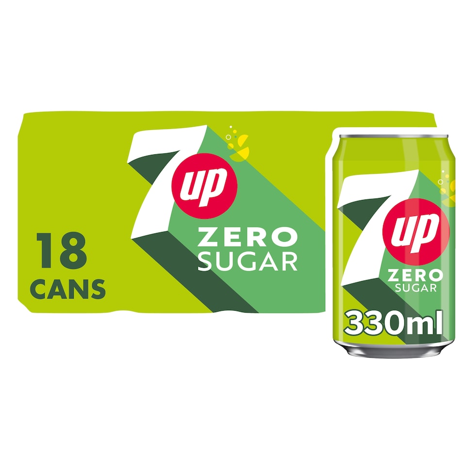 image 1 of 7UP Zero Sugar Lemon & Lime Cans 18 x 330ml
