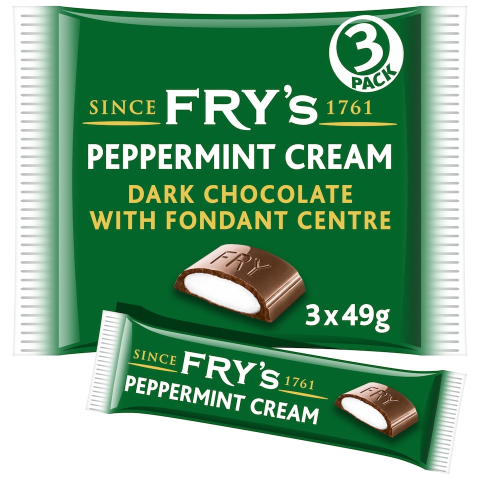 Fry's Dark Chocolate Peppermint Cream Bars 3 X 49G