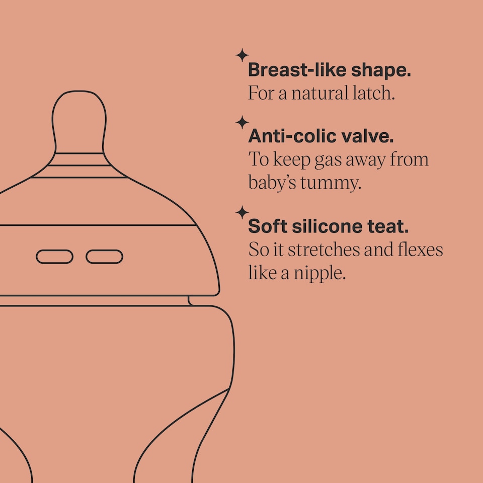 image 1 of Tommee Tippee Baby Bottles, Natural Start Anti-Colic Baby Bottle, Slow Flow, 260ml, 0m+,Pack of 1