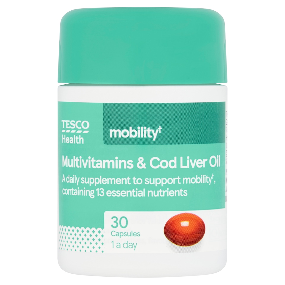Tesco Health Multivitamins & Cod Liver Oil Food Supplement Capsules 30s