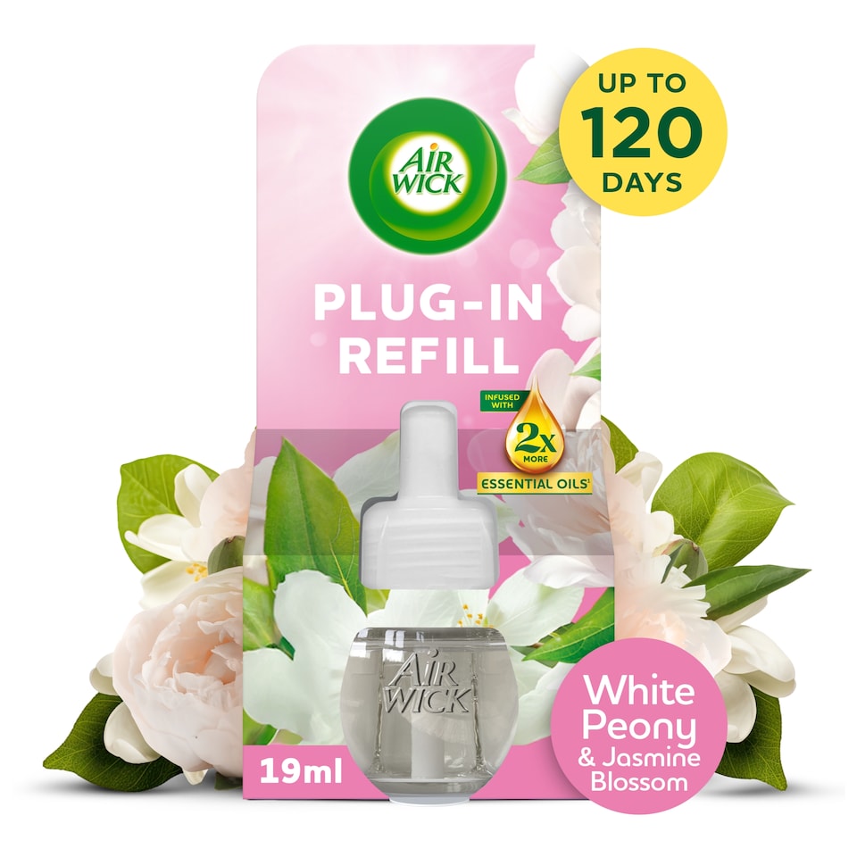 image 1 of Air Wick Plug-In Refill White Peony & Jasmine Blossom Air Freshener 19ml
