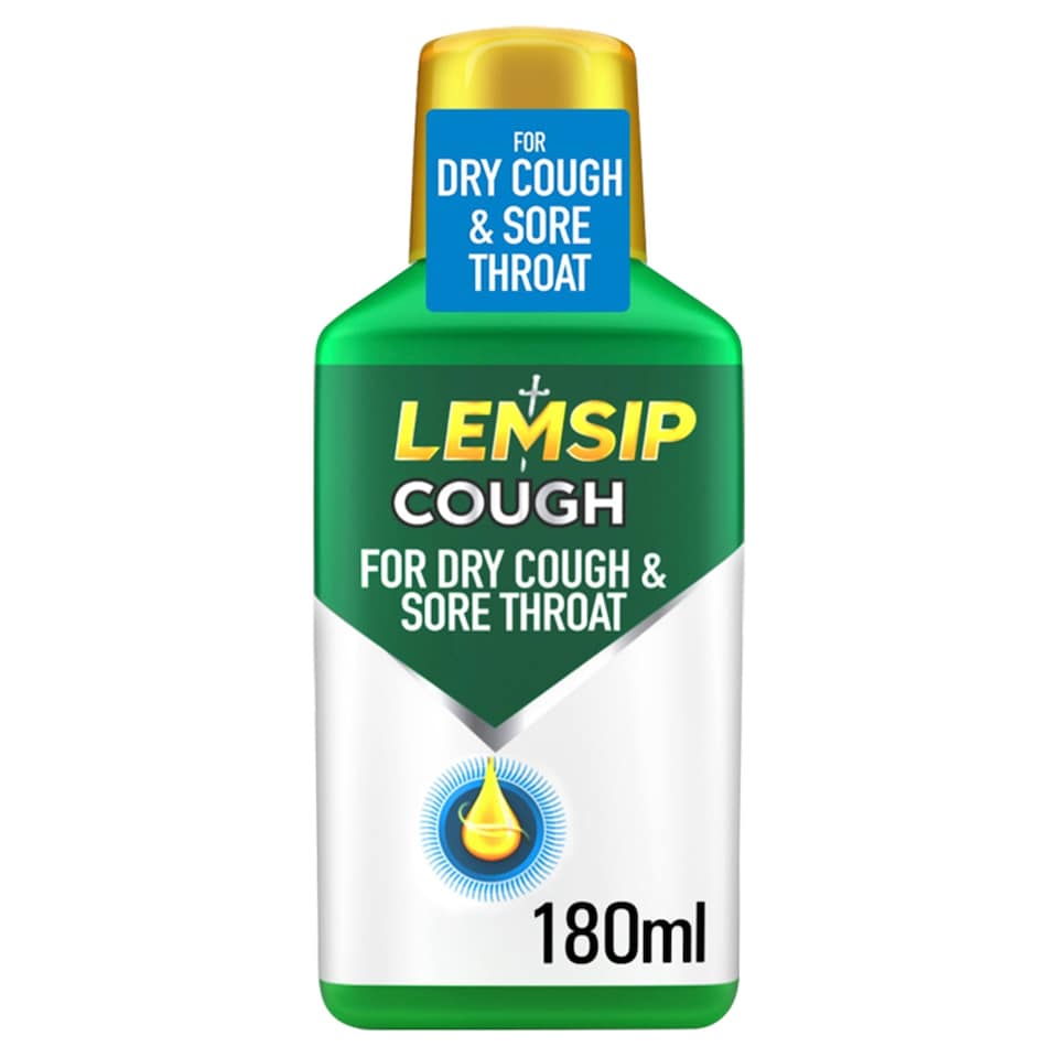 image 1 of Lemsip Cough Liquid - Dry Cough & Sore Throat Relief 180ml