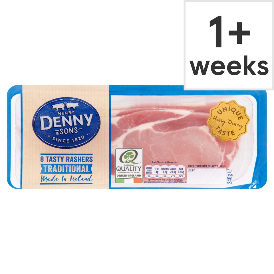Henry Denny And Sons Traditional 8 Cap Rashers 240G