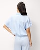 image 3 of F&F Modal Rich Pinstripe Short Sleeved Shirt in Blue