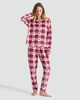 image 2 of F&F Fleece Heart Check Print Top and Trousers Pyjamas in Red