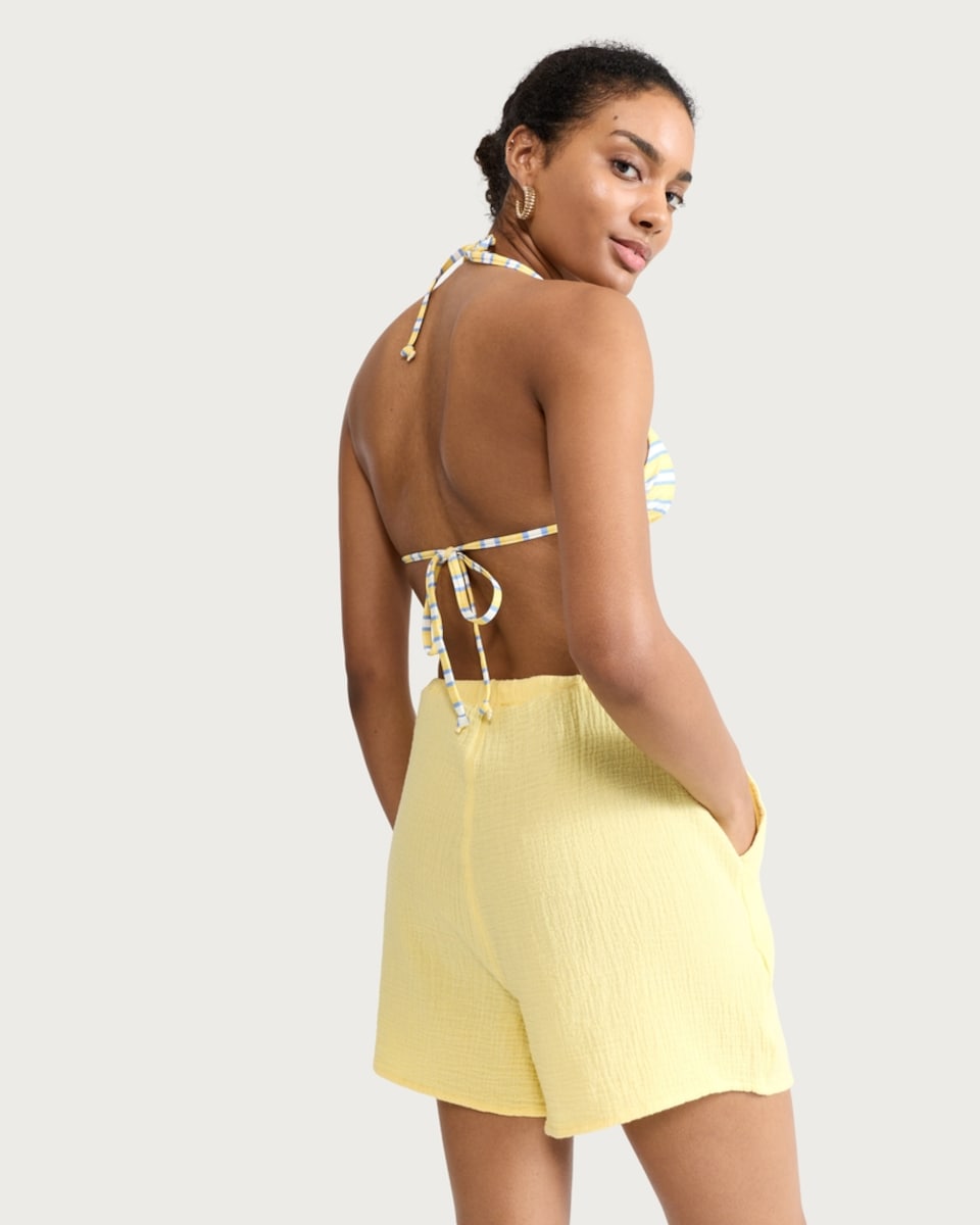 image 1 of F&F Pure Cotton Double Cloth Shorts in Yellow