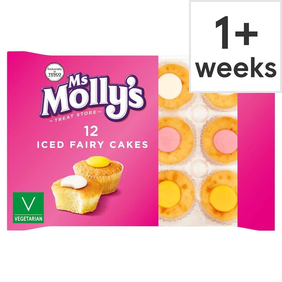 Ms Molly's Iced Fairy Cakes - Plain, Lemon, Strawberry 12 Pack