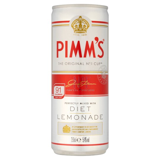 Pimm's And Diet Lemonade 250ml Tesco Groceries