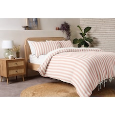 F&F Home Pink Stripe Muslin Duvet Set - King