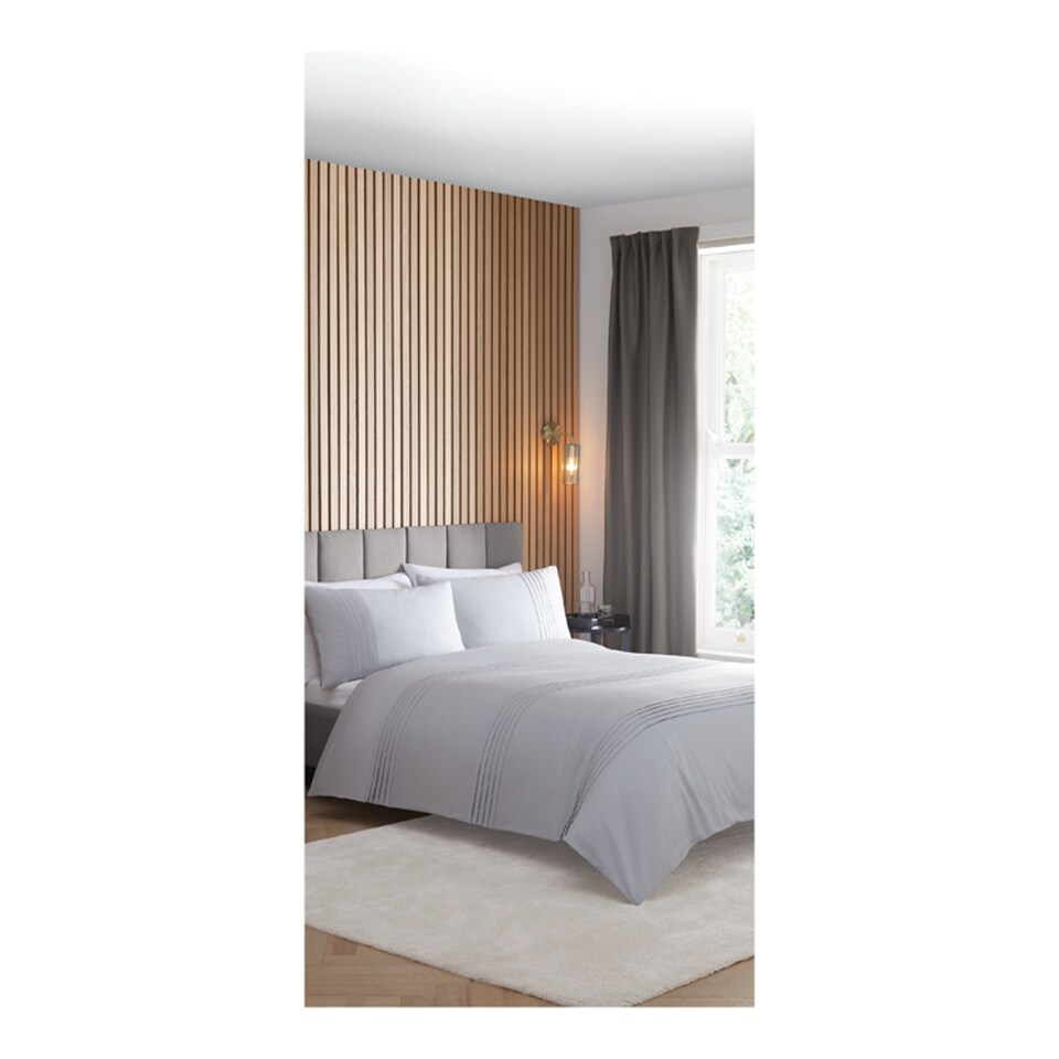 WEST PARK RETREAT SILVER PINTUCK DUVET SET DOUBLE Tesco Groceries