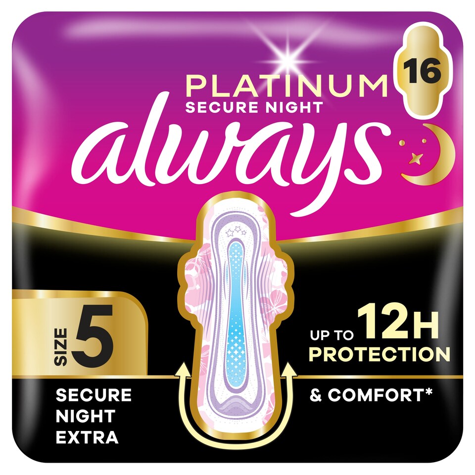Obrázek 1 pro produkt Always Platinum Hygienické Vložky Secure Night Extra (Velikost 5) 16 Ks