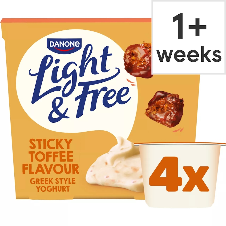 Light & Free Sticky Toffee Greek Style Fat Free Yoghurt 4x115g