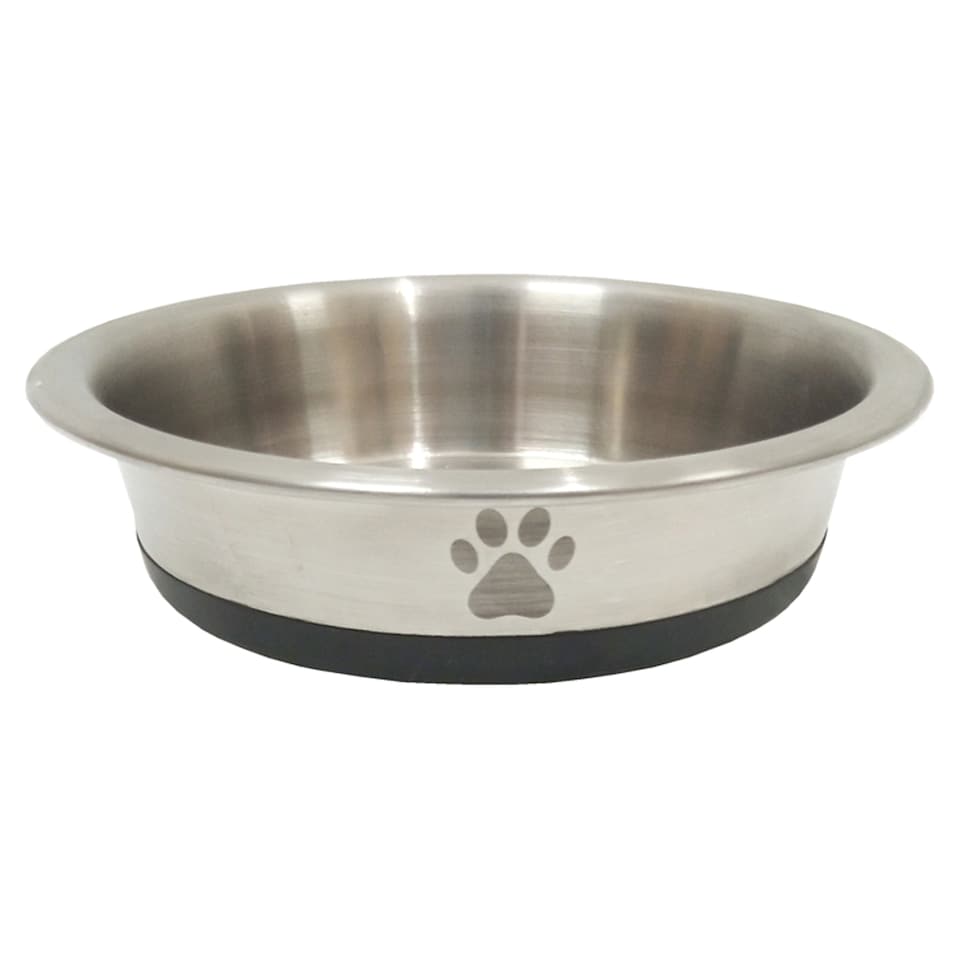 Tesco Etched Paw Stainless Steel Bowl Non Slip 12Cm