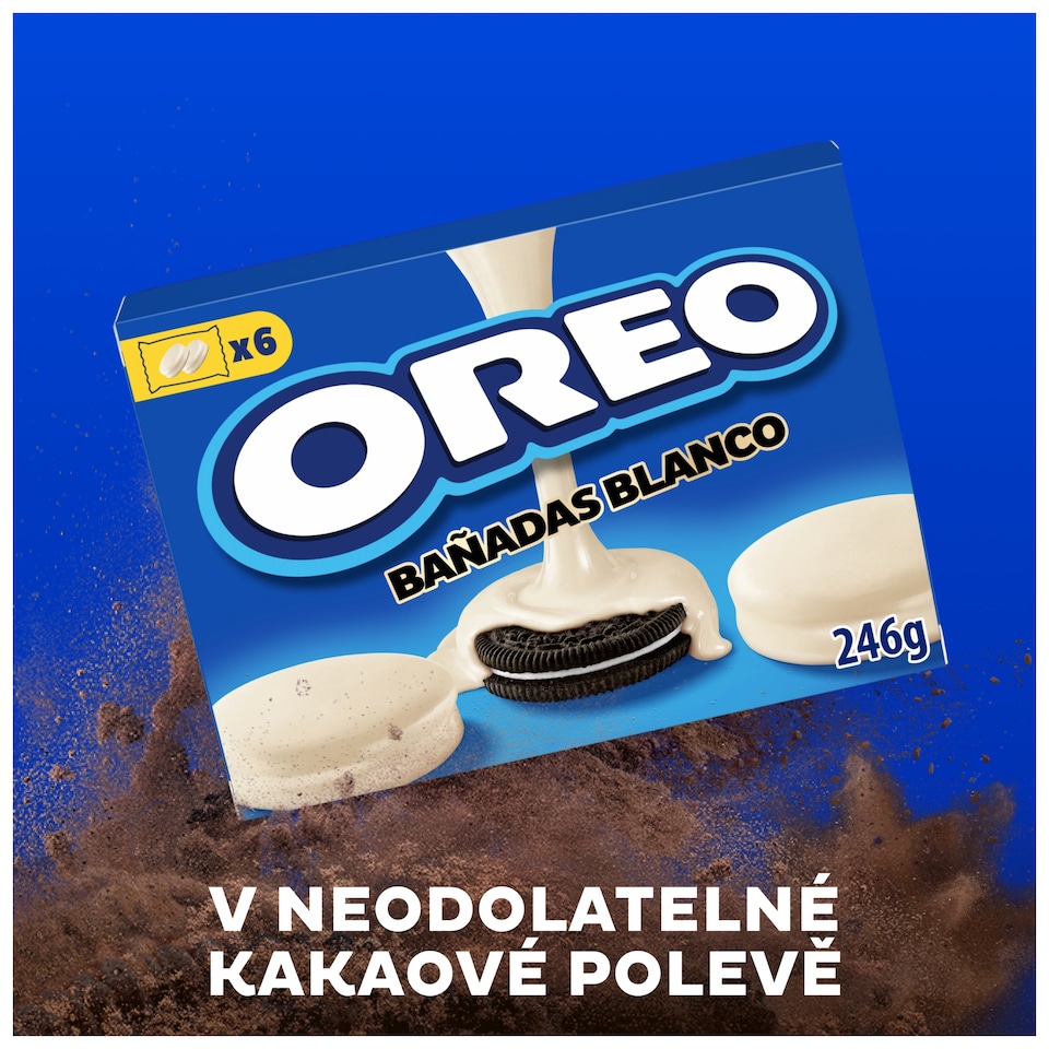 image 1 of OREO Enrobed White with chocolate-flavoured Coating Cocoa Sandwich Cookies 6 packs of 2 cookies 246 g