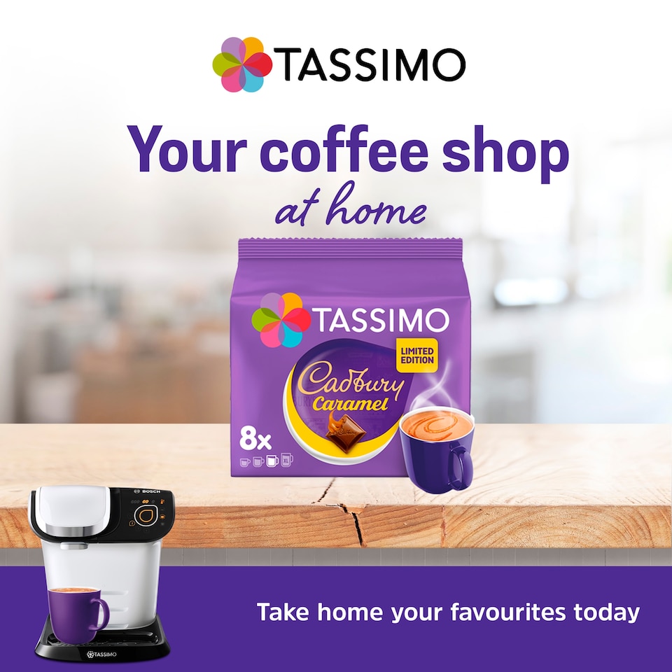 image 1 of Tassimo Cadbury Hot Chocolate Caramel Pods 8 Pack 240g