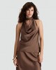 image 3 of The F&F Edit Satin High Cowl Neck Sleeveless Blouse in Brown