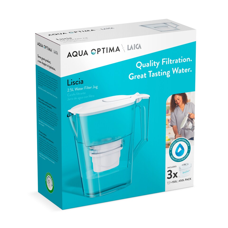 image 1 of Aqua Optima Liscia Jug & 3 Evolve+ Filters