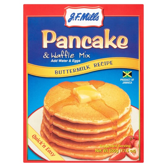 J.F. MILLS PANCAKE & WAFFLE MIX 500G Tesco Groceries