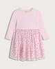 image 4 of F&F Girls Heart Print Long Sleeved Dress in Pink