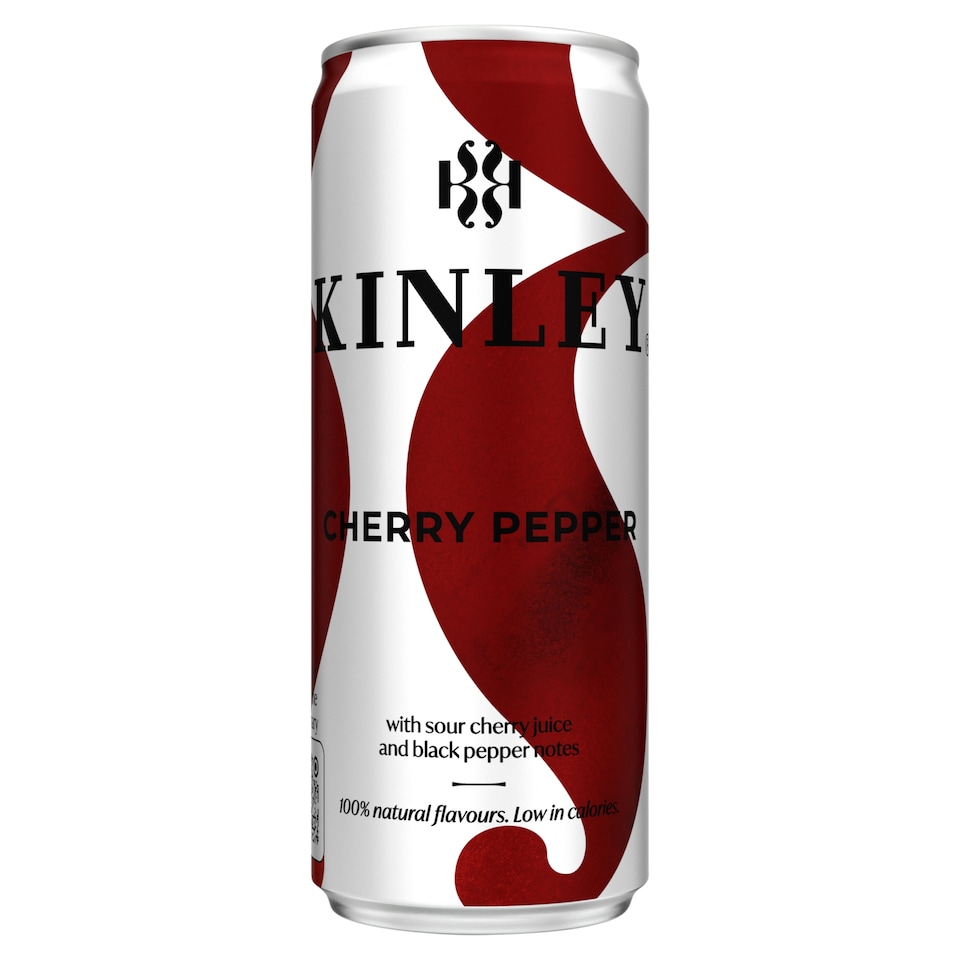 Kinley meggy- és fekete borsízű szénsavas üdítőital cukorral és édesítőszerekkel 250 ml