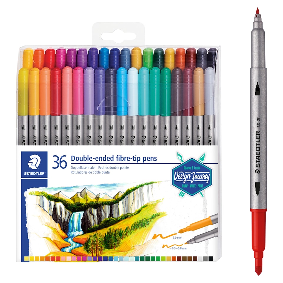 image 1 of Staedtler Double Ended Fibre Tip Pens 36 Pack