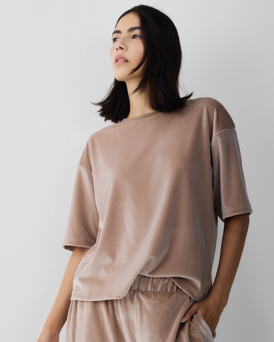 image 1 of F&F Velour Pyjama Set in Mink