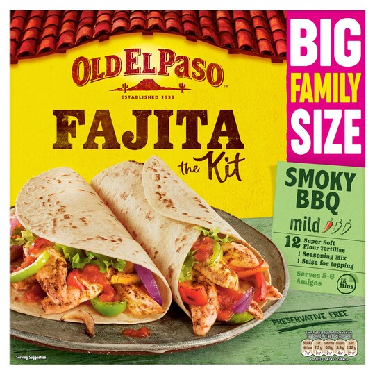 Old Elpaso Smoky Bbq Fajitadinner Kit Family Pack 750g Tesco