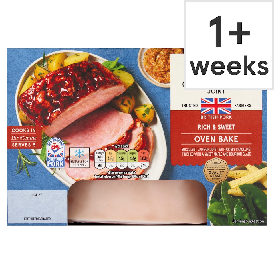 TESCO MAPLE & BOURBON Crackling GAMMON JOINT 1KG