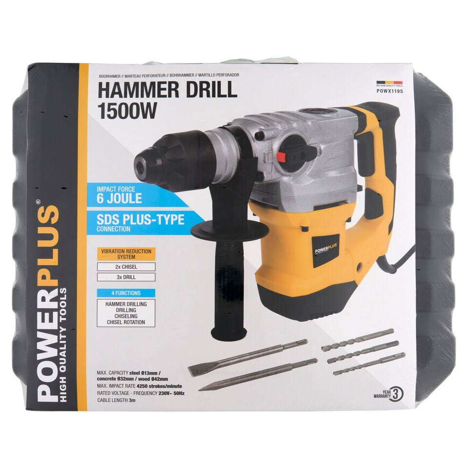 Power Plus Hammer Drill 1500W POWX1195