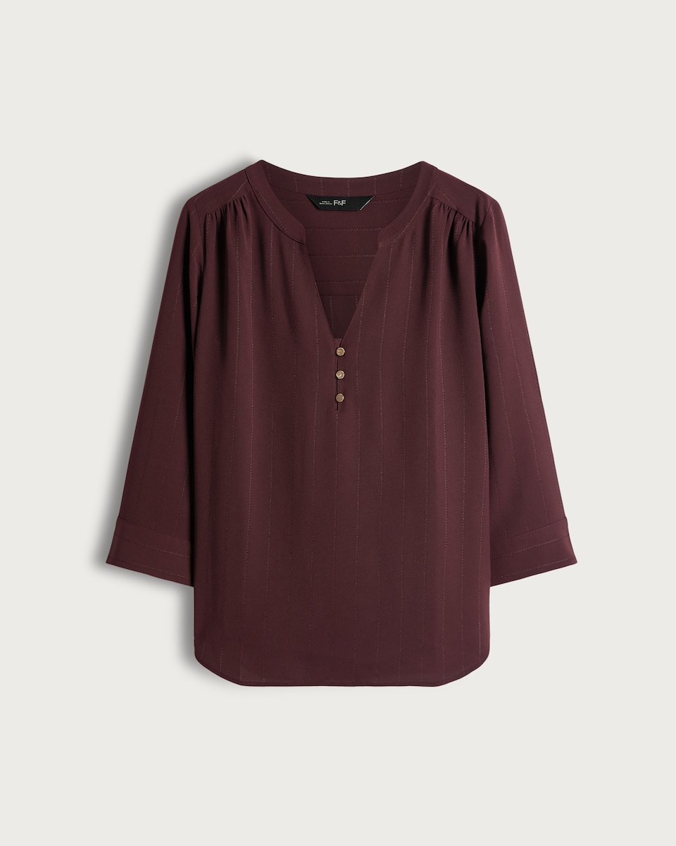 F&F Button Detail V Neck Blouse in Purple