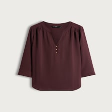 F&F Button Detail V Neck Blouse in Purple
