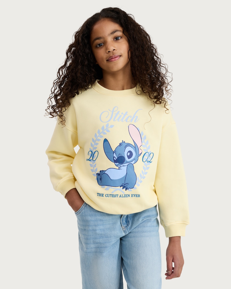 image 1 of Disney Cotton Rich Stitch 2002 Print Sweatshirt in Blue