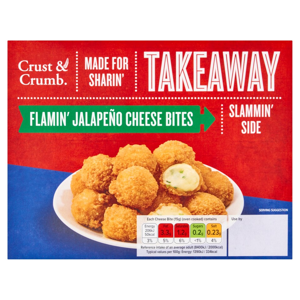 CRUST & CRUMB TAKEAWAY FLAMIN' JALAPENO CHEESE BITES 175G