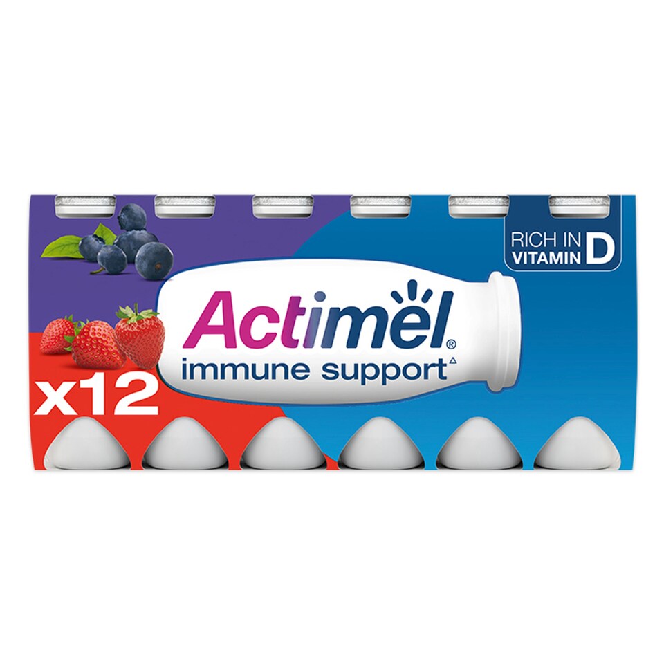 image 1 of Actimel Immune Support Yogurt Drink - Strawberry & Blueberry 12 x 100g